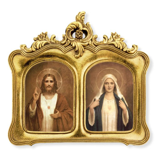 The Sacred Hearts Double Arched Gold Leaf Frame