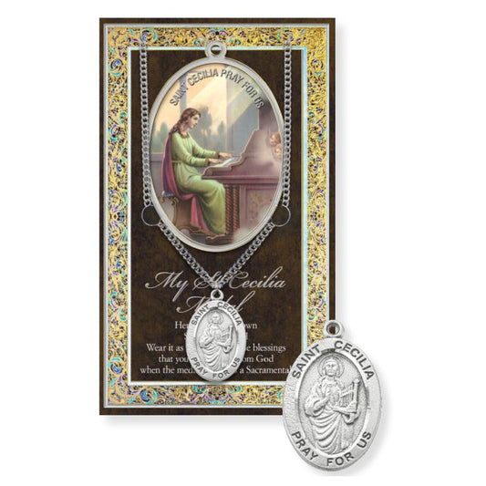 Picture Folder w/ Medal and Chain St. Cecilia