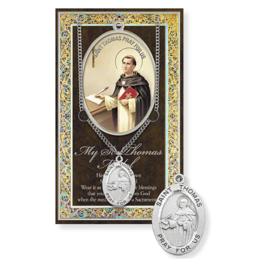 Picture Folder w/ Medal and Chain St. Thomas Aquinas