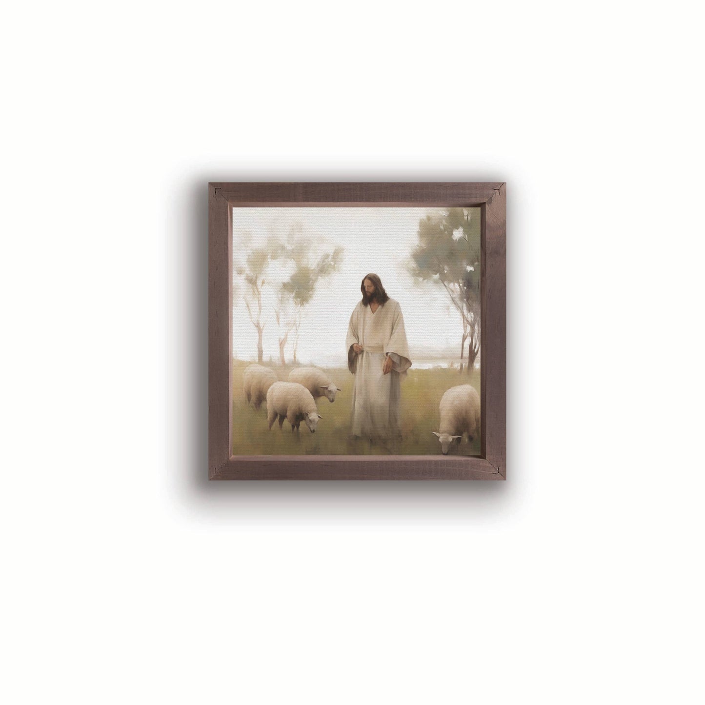 Jesus & Sheep Framed Art (11 x 11”)