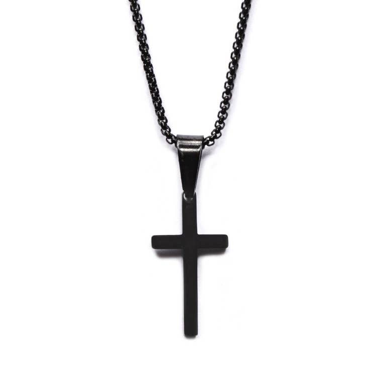 SMALL BLACK CROSS NECKLACE FOR MEN