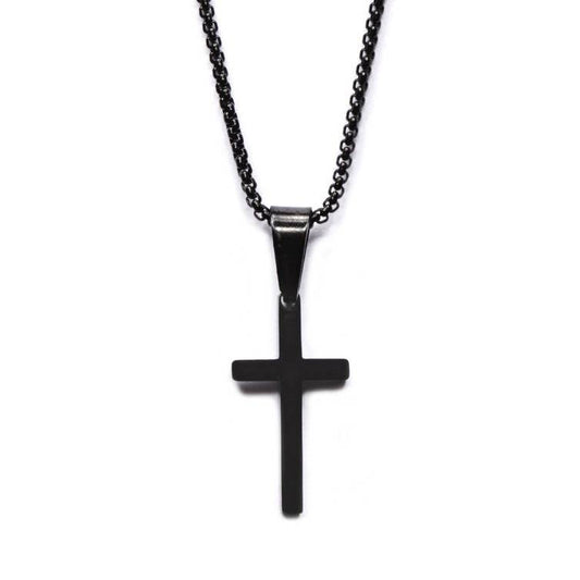 SMALL BLACK CROSS NECKLACE FOR MEN