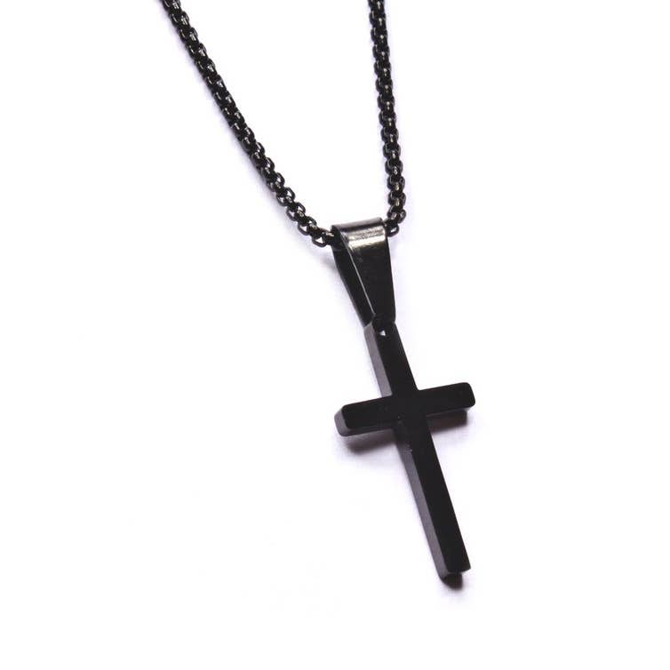 SMALL BLACK CROSS NECKLACE FOR MEN