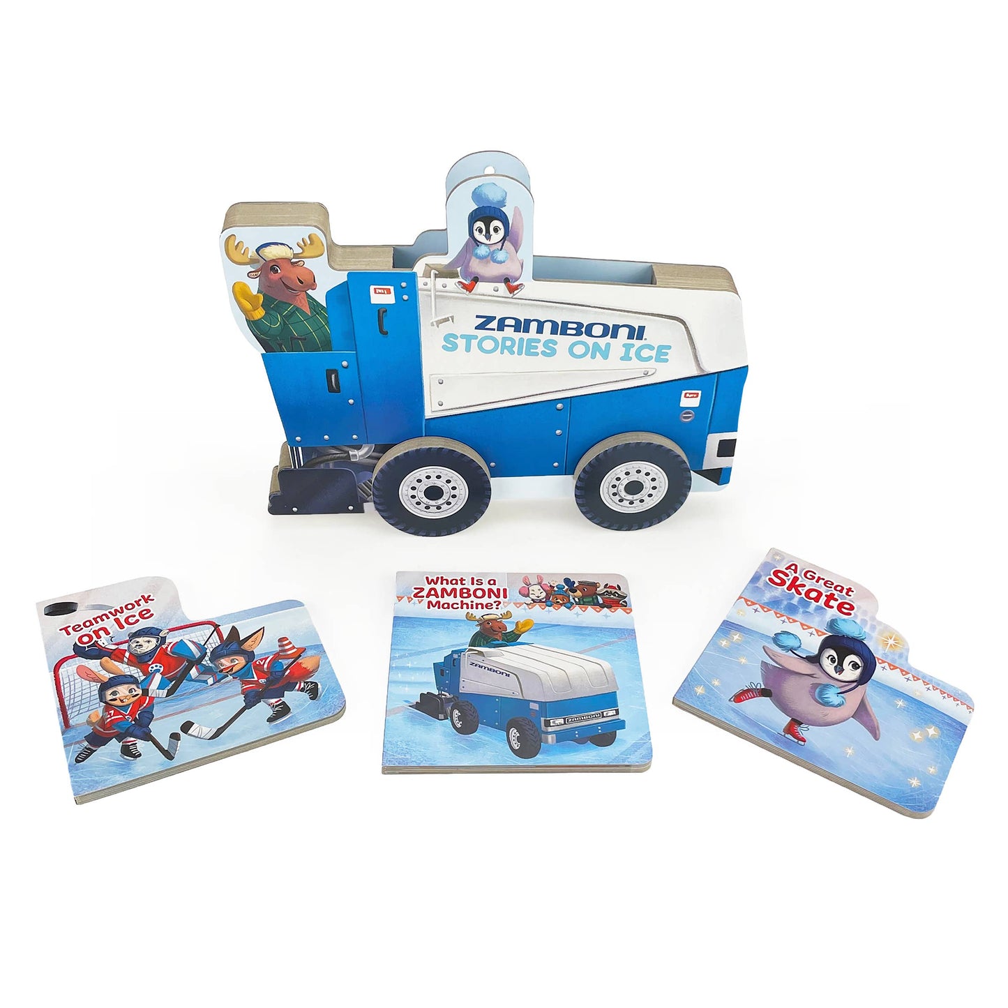 Zamboni 3-Book Sports Gift Set with Real Rolling Wheels