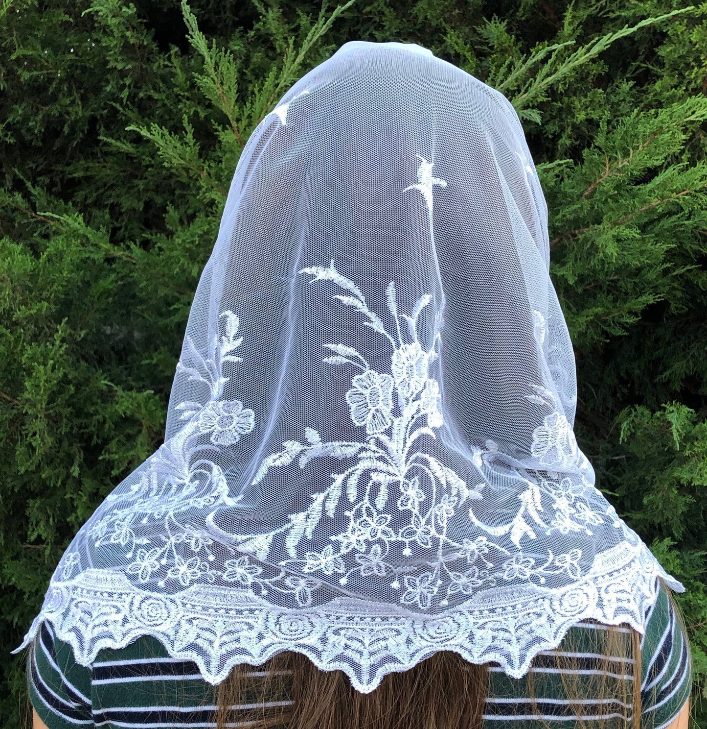 St. Veronica Infinity Church Veil WHITE  (22" x 18")