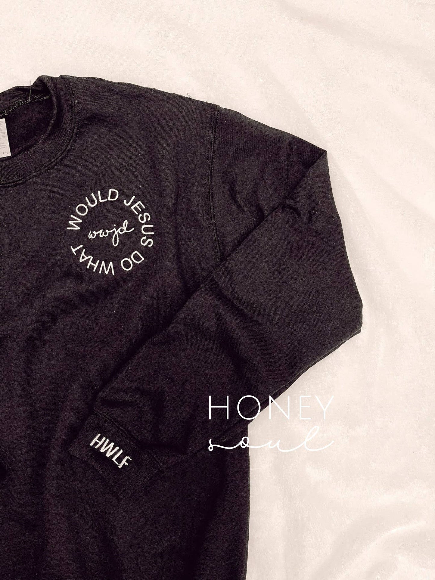 Embroidered Circular WWJD Logo Sweatshirt