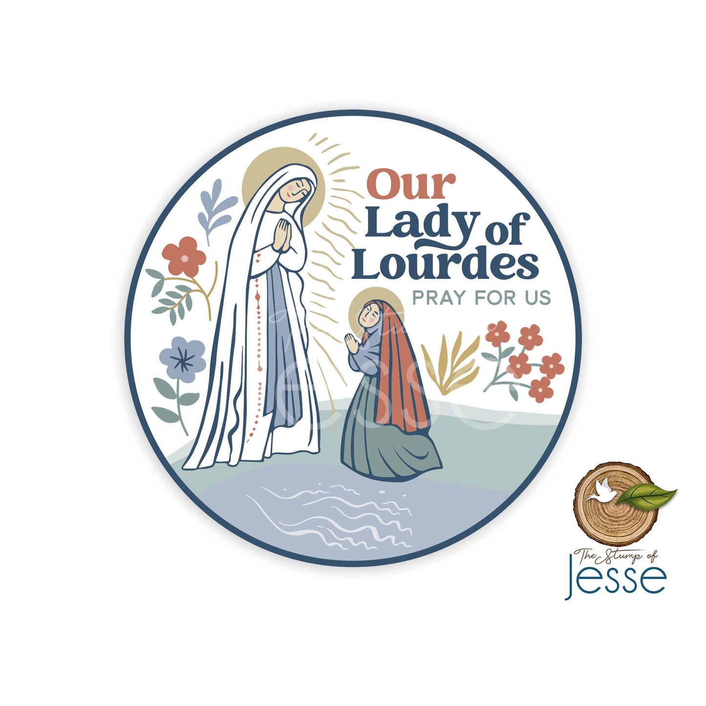 Our Lady of Lourdes Waterproof Catholic Sticker