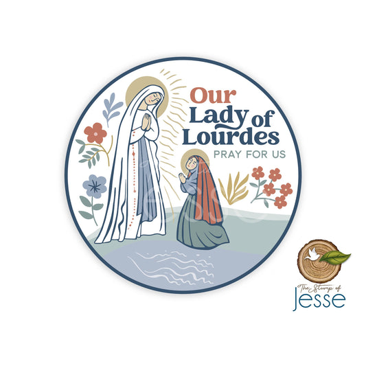 Our Lady of Lourdes Waterproof Catholic Sticker