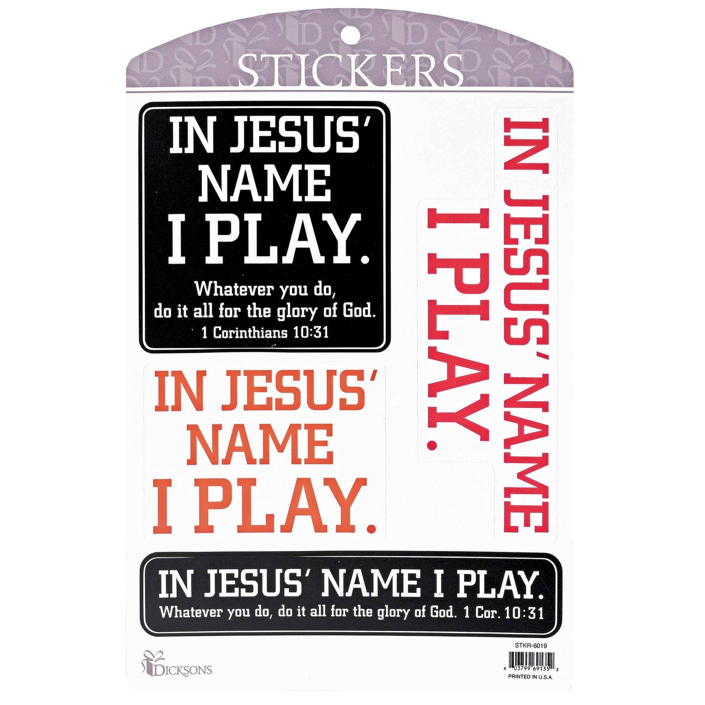 In Jesus Name I Play Sticker Assortment