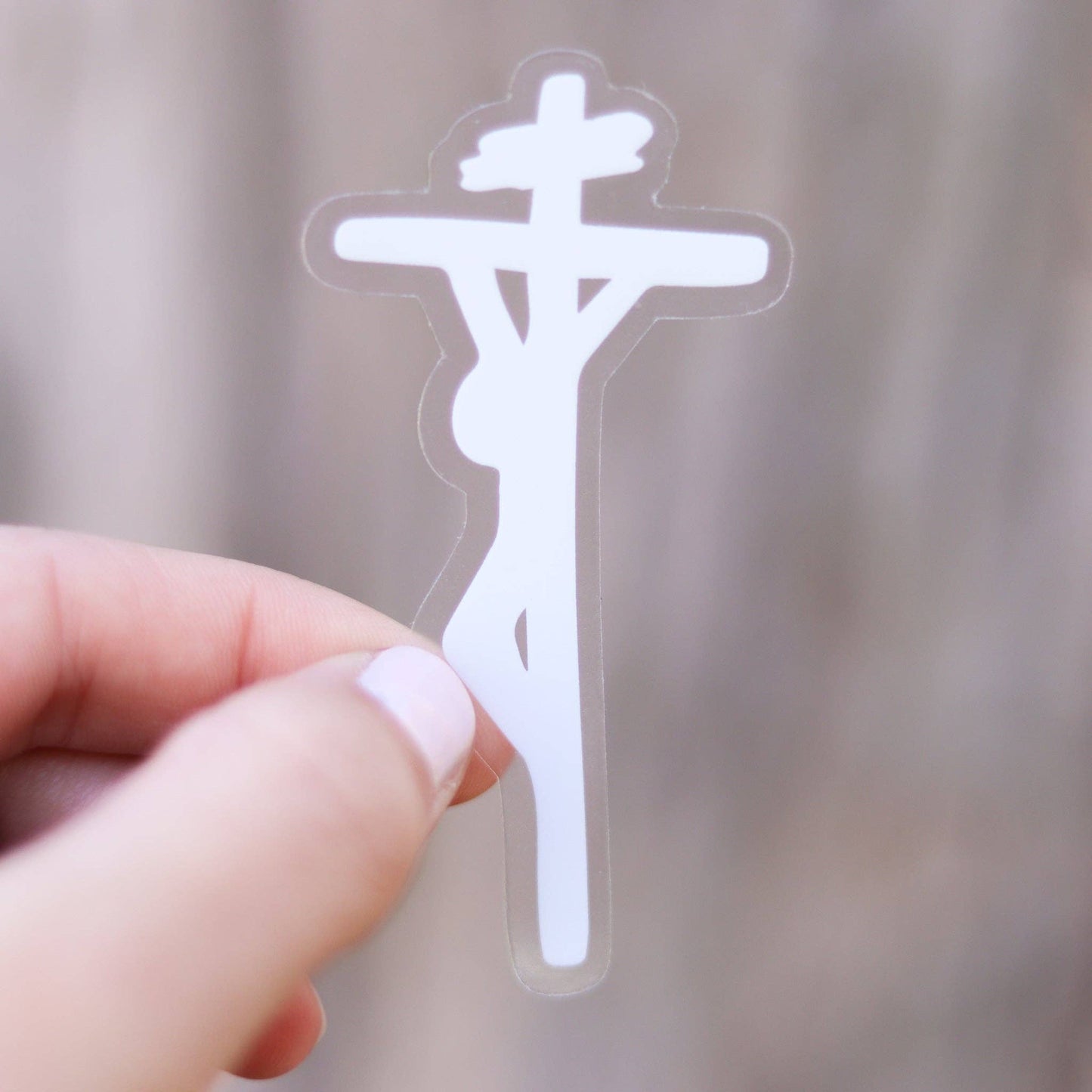 CLEAR Crucifixion Catholic Vinyl Sticker