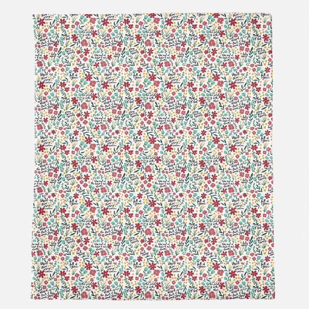 Floral Hail Mary Prayer Minky Baby Blanket