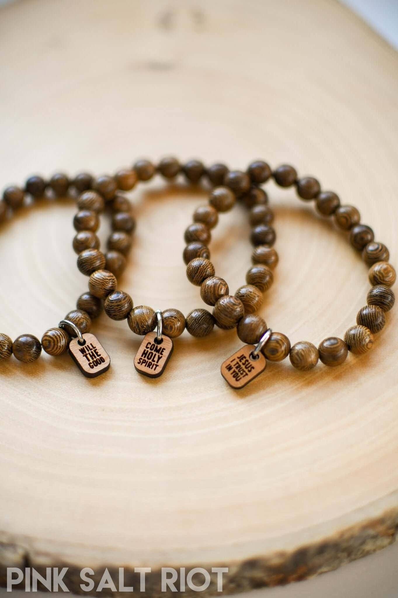 Wooden Unisex Messages Bracelet