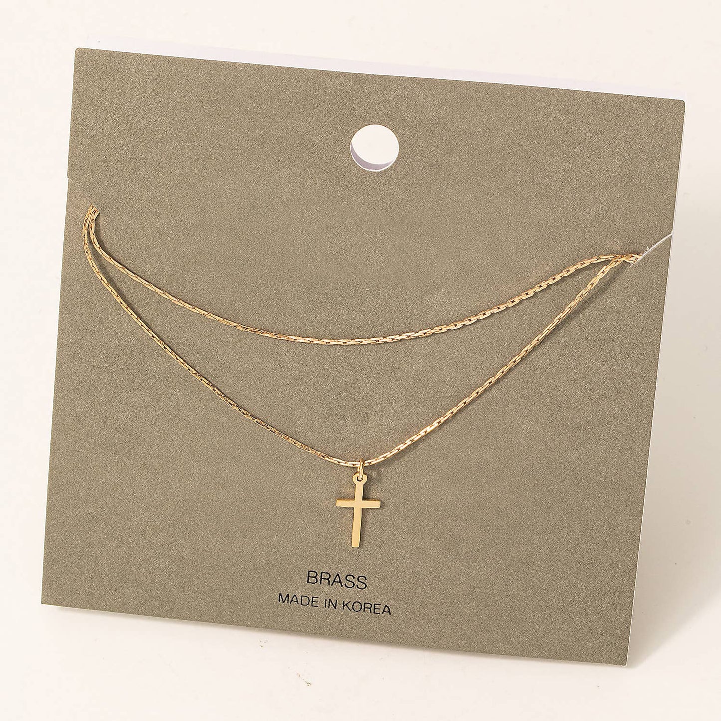 Layered Chain Cross Pendant Necklace