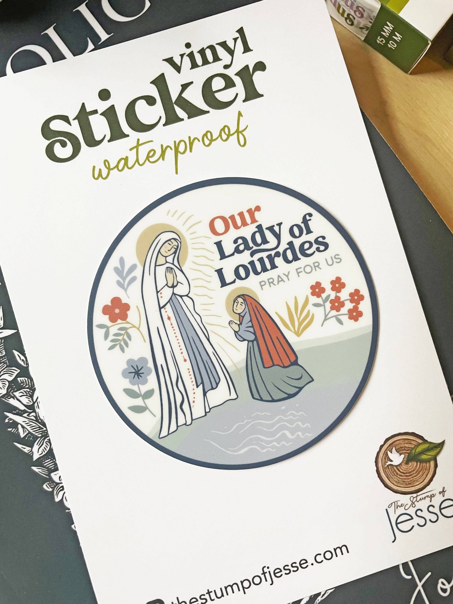 Our Lady of Lourdes Waterproof Catholic Sticker