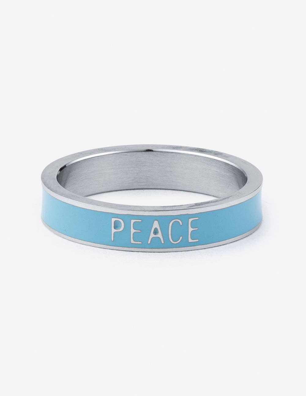 Blue Enamel Peace Ring