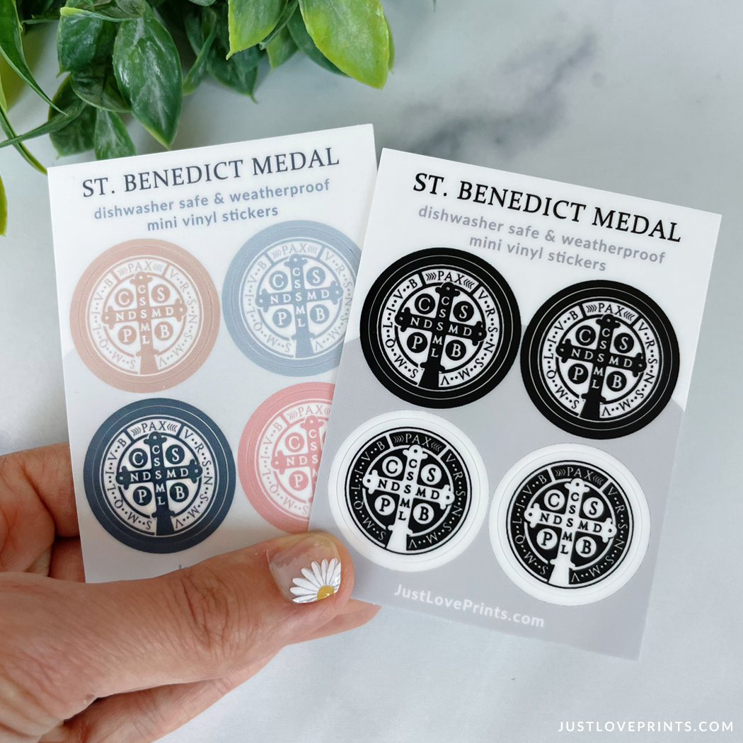 Mini Colorful St. Benedict Medal Sticker Sheet