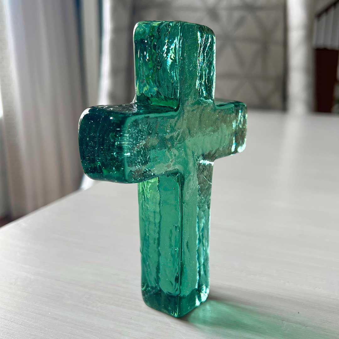 Seaglass Green Glass Cross