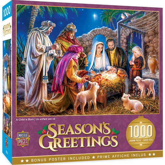 Season's Greetings - A Child is Born 1000 Piece Puzzle