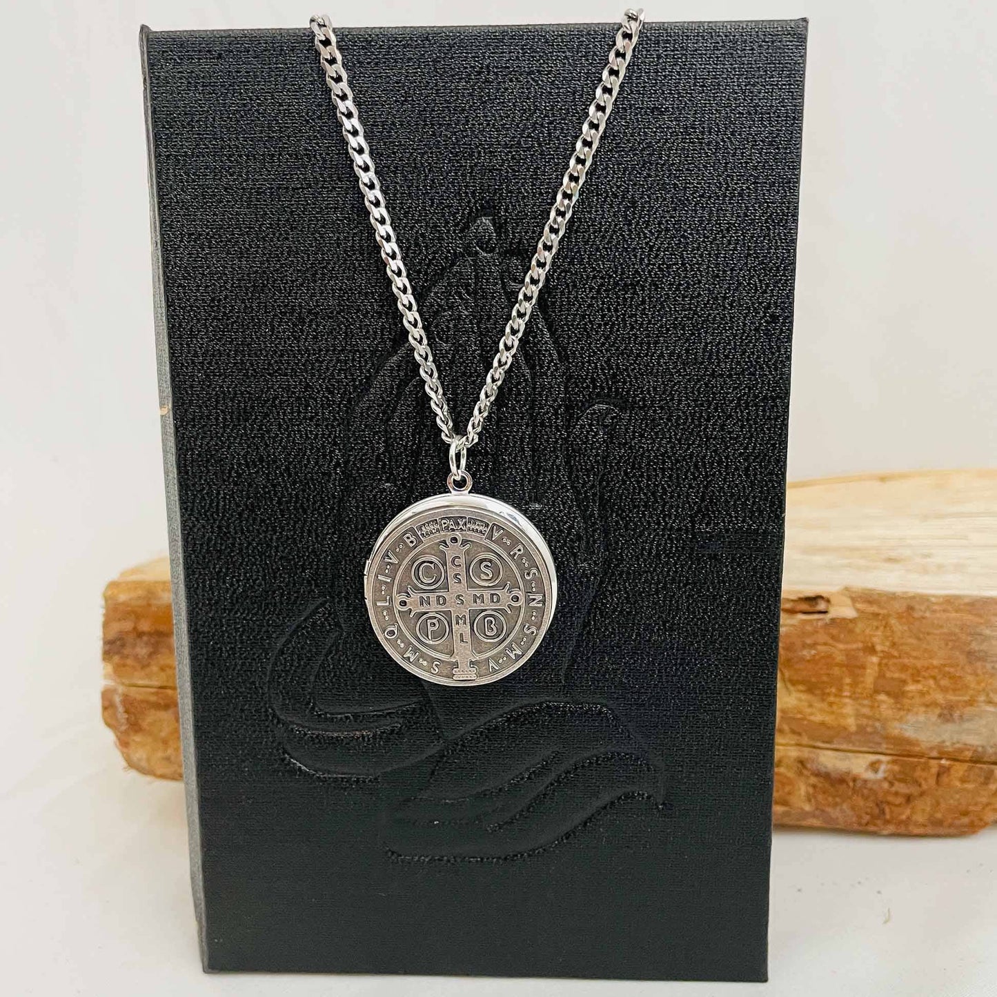 ST BENEDICT  SS Locket w/chain  (1.25")