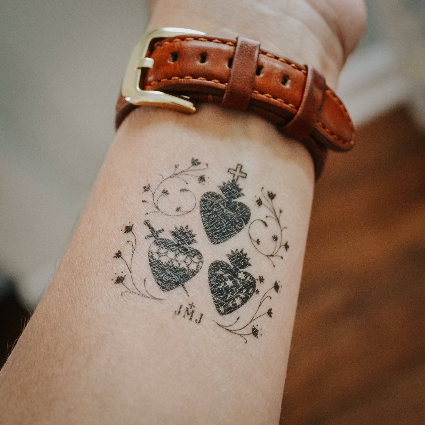 Holy Family Hearts Catholic Temporary Tattoo