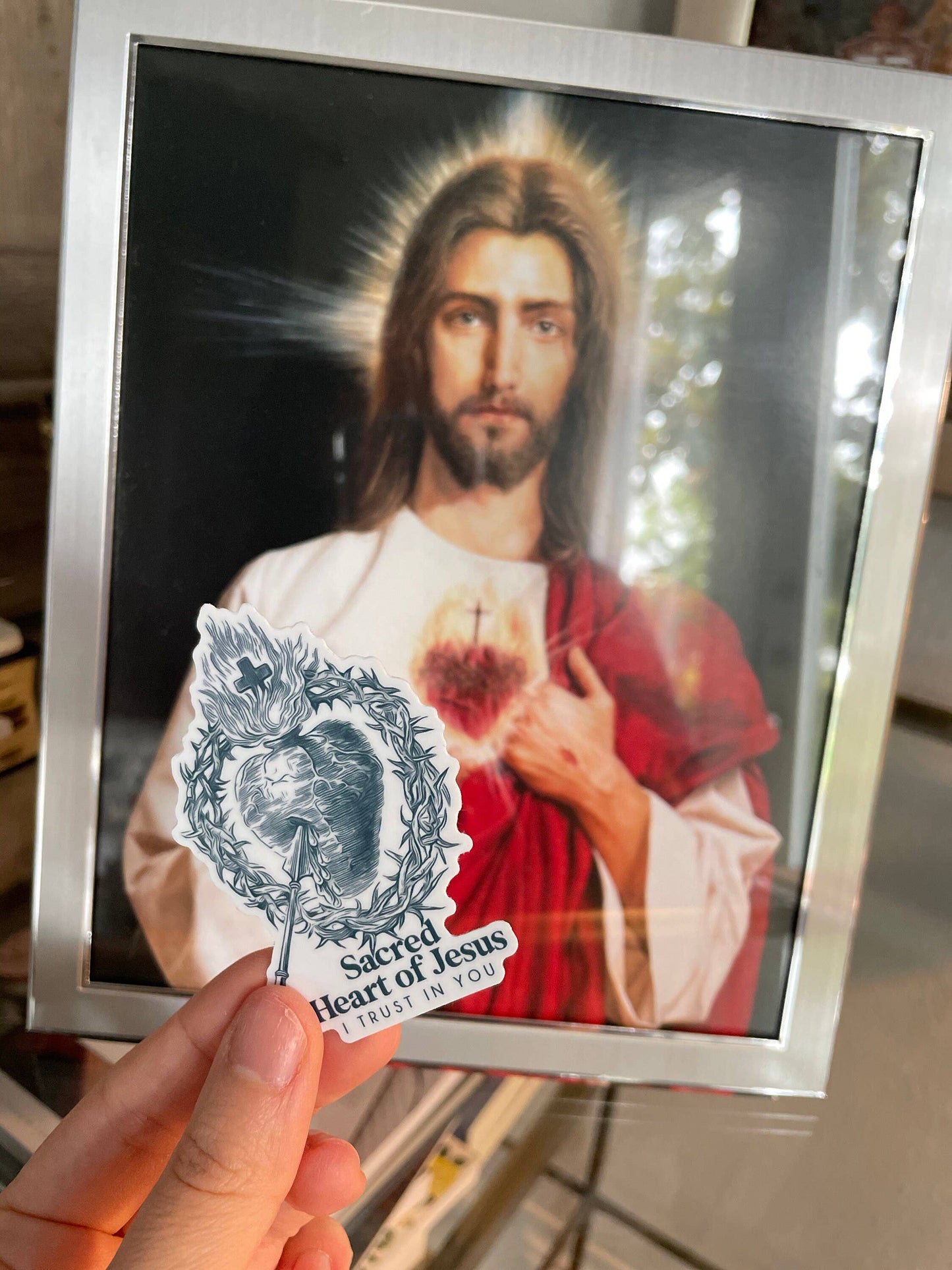 Sacred Heart of Jesus, I Trust In You Vinyl Catholic Sticker