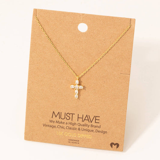 Rhinestone Cross Pendant Necklace