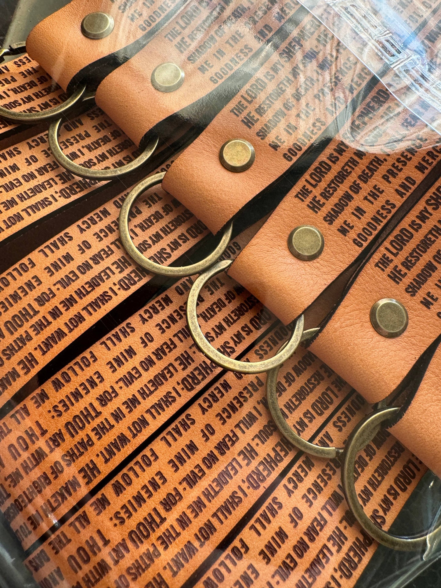 Psalms 23 Leather Keychain