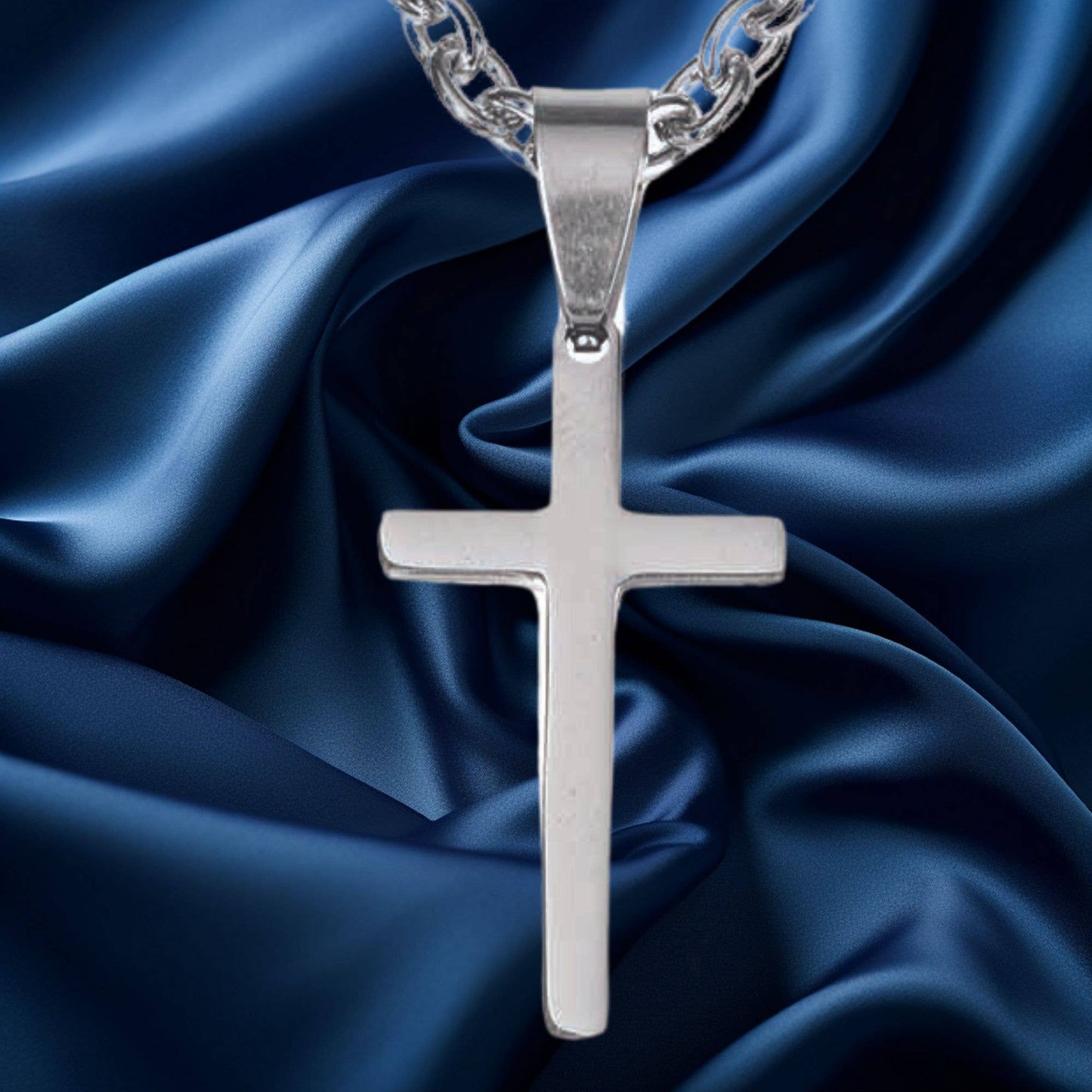 Stainless Steel Cross Necklace in Baptism Box