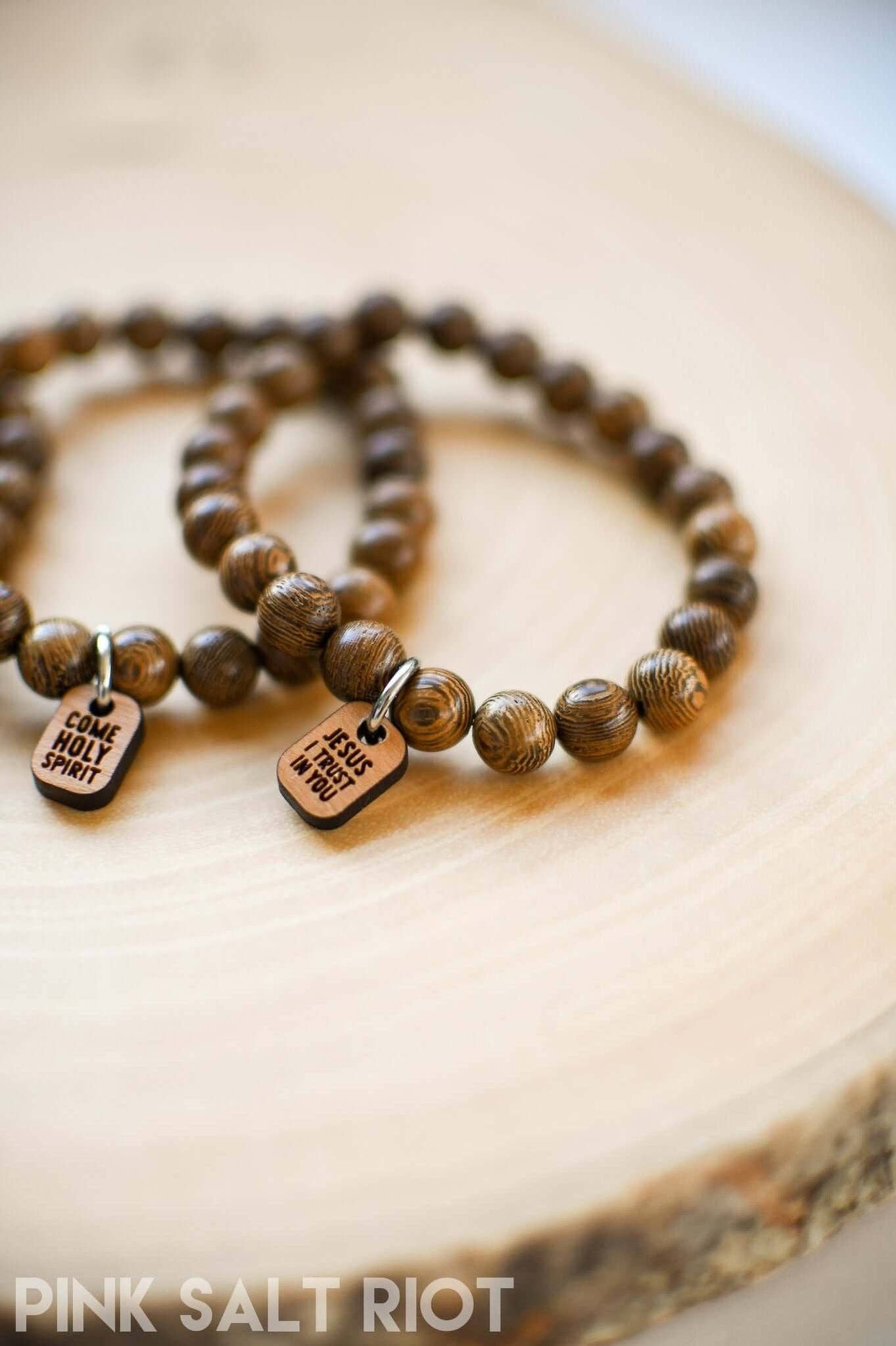 Wooden Unisex Messages Bracelet