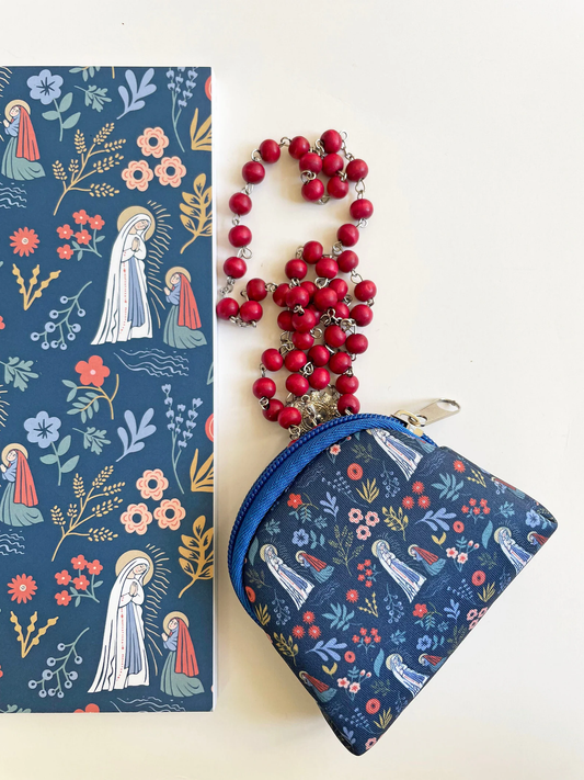 Our Lady of Lourdes Rosary Pouch