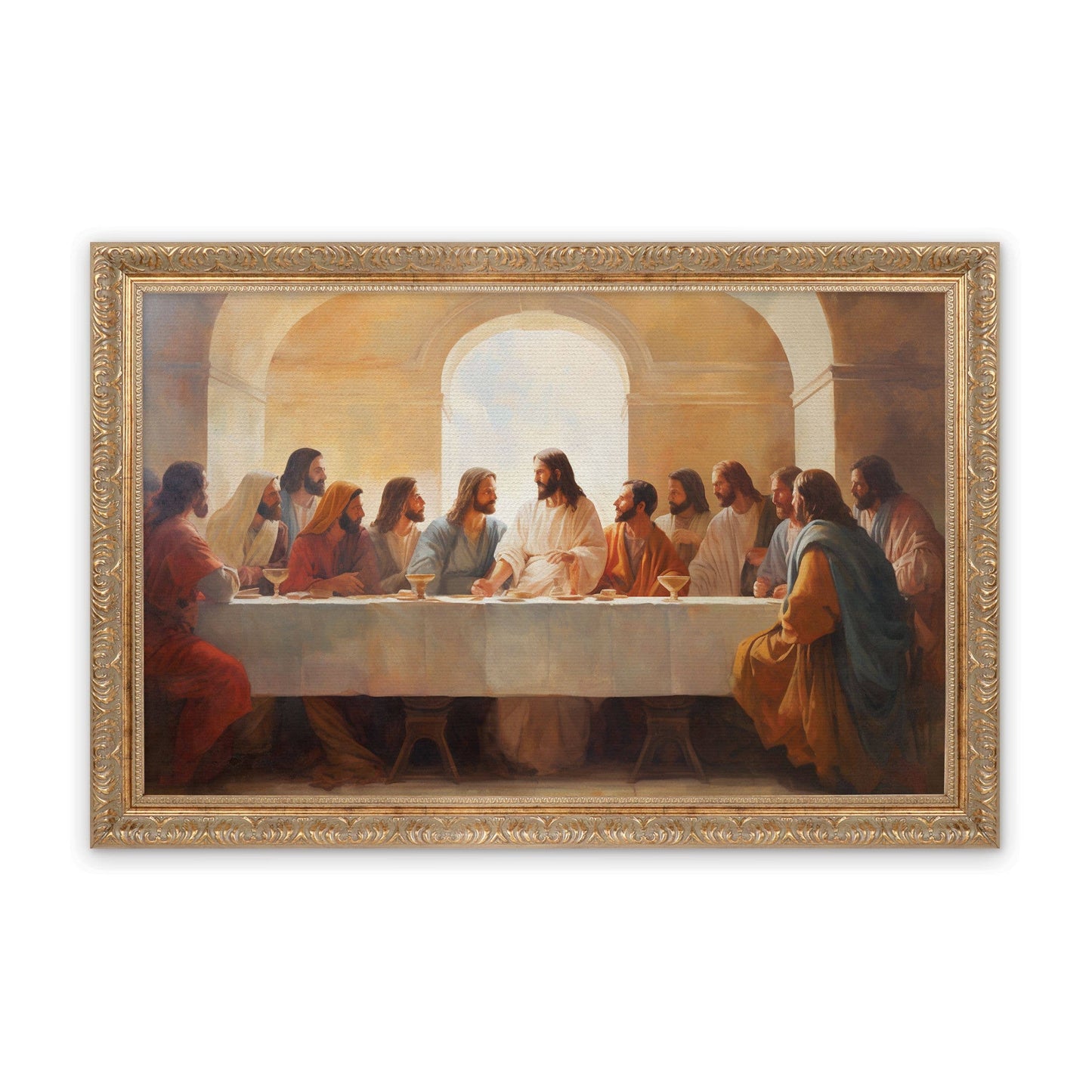 Last Supper 32X22 Gold Framed Linen