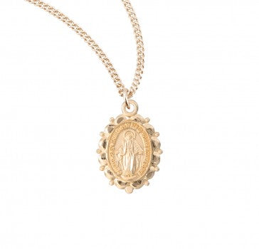 Gold Over Sterling Silver Oval Miraculous Medal