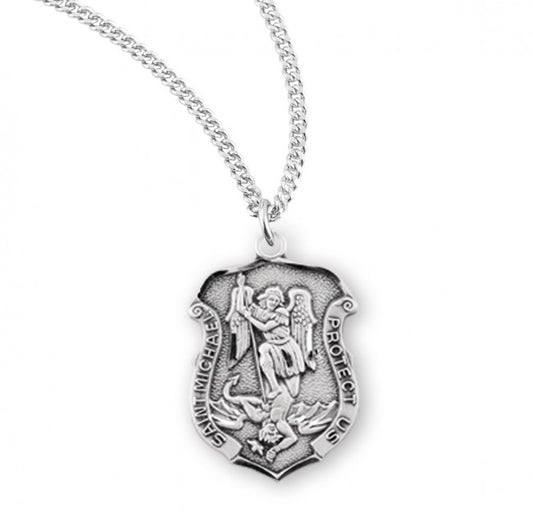 Saint Michael Sterling Silver Badge Medal