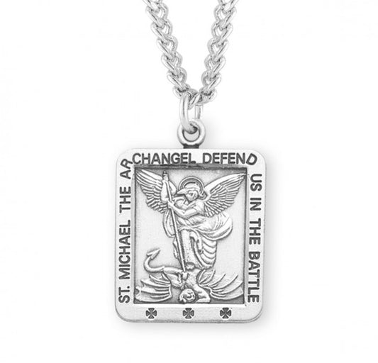 Saint Michael Square Sterling Silver Medal