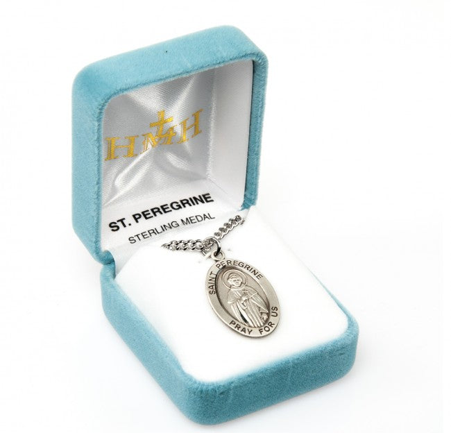 Patron Saint Peregrine Oval Sterling Silver Medal