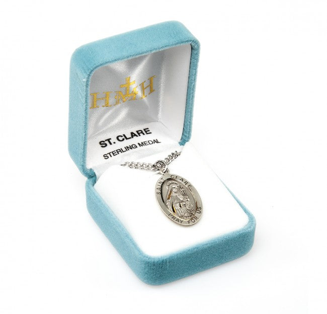 Patron Saint Clare Oval Sterling Silver Medal