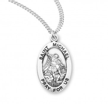 St. Michael Oval Sterling Silver Medal