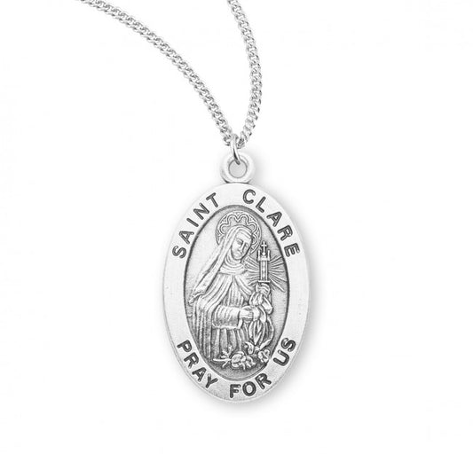 Patron Saint Clare Oval Sterling Silver Medal