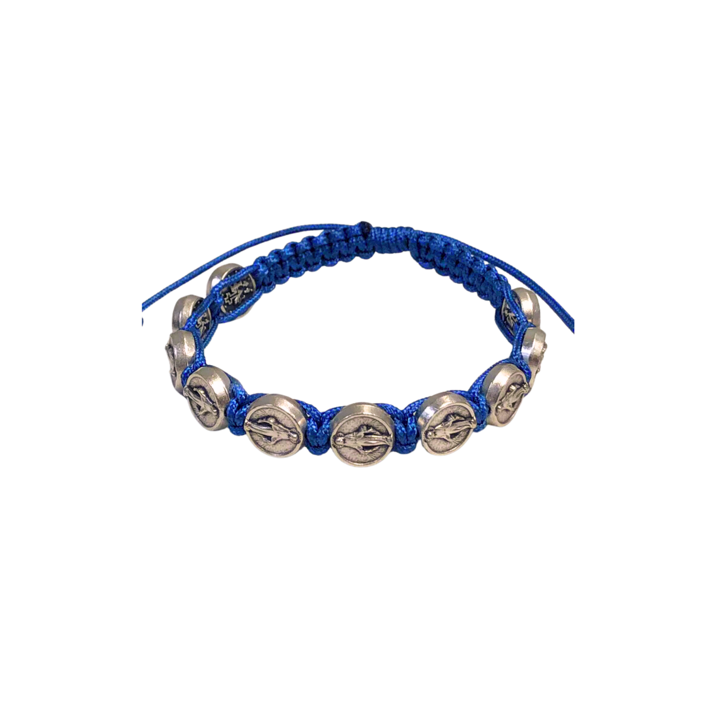 Children's Size Miraculous Medal Blue Slip Knot Bracelet