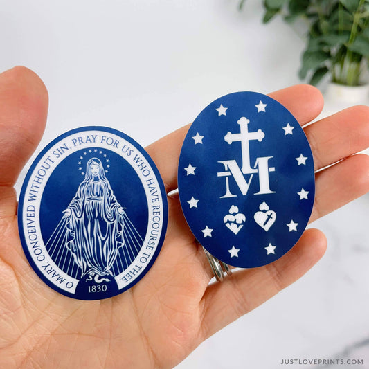 Miraculous Medal Front and Back Vinyl Stickers