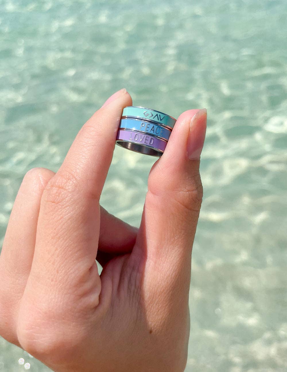 Blue Enamel Peace Ring