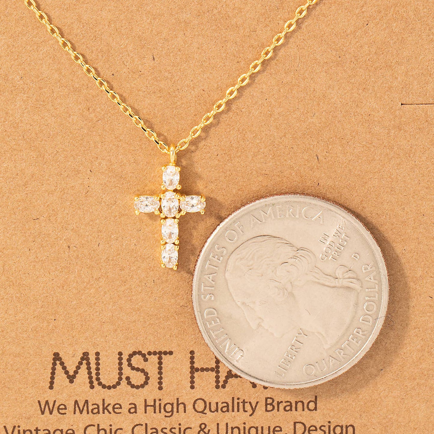 Rhinestone Cross Pendant Necklace