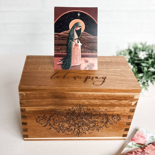 Wooden Prayer Card Box