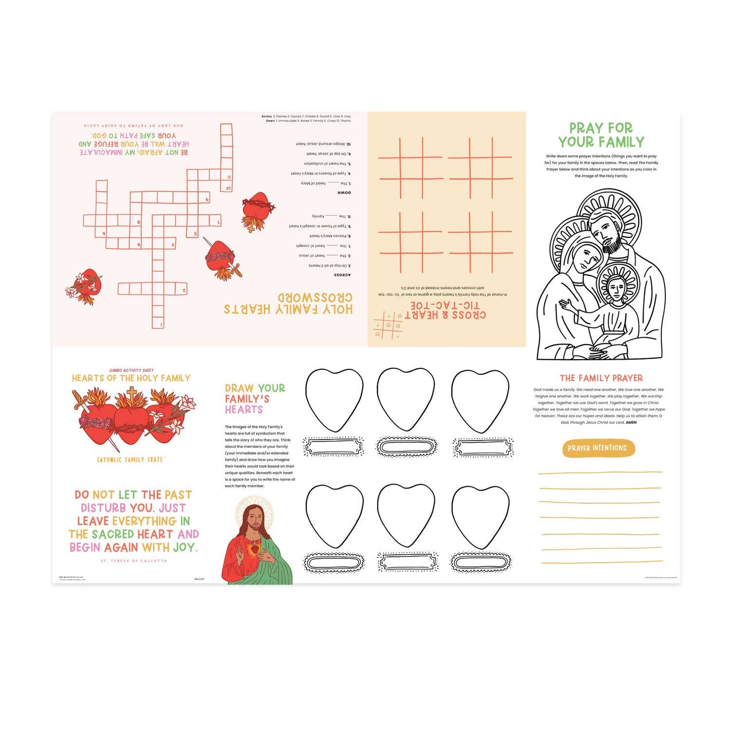 Holy Family Hearts Jumbo Activity Sheet - Pack of 3