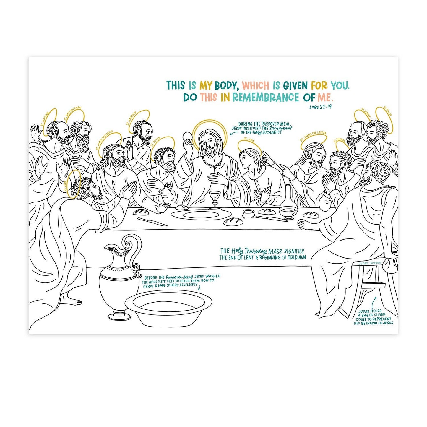 Last Supper Jumbo Activity Sheet - Pack of 3