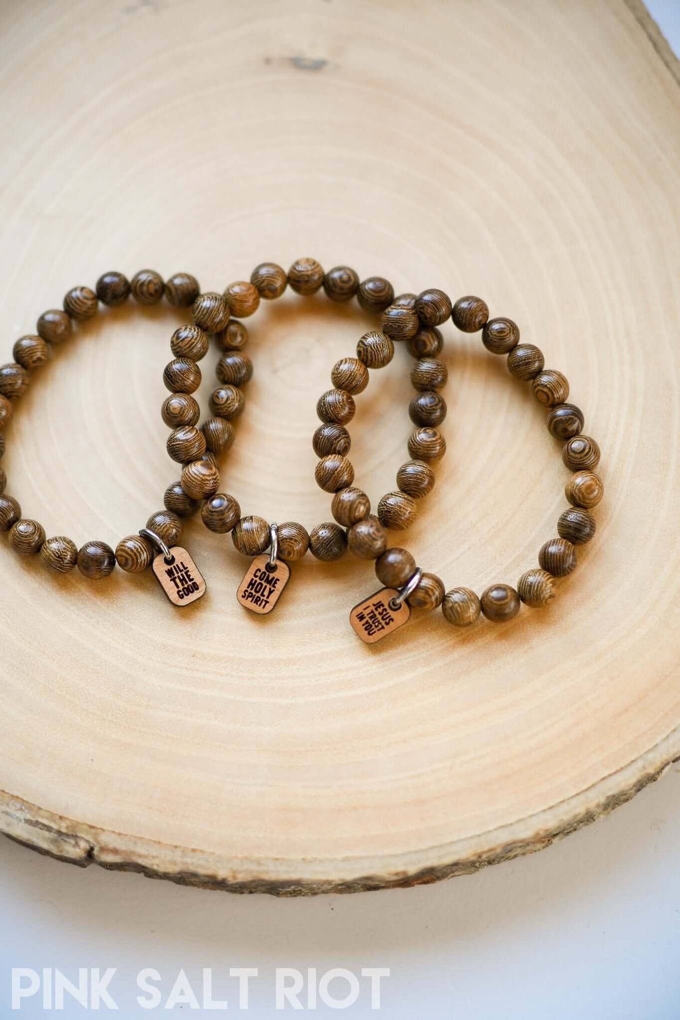 Wooden Unisex Messages Bracelet