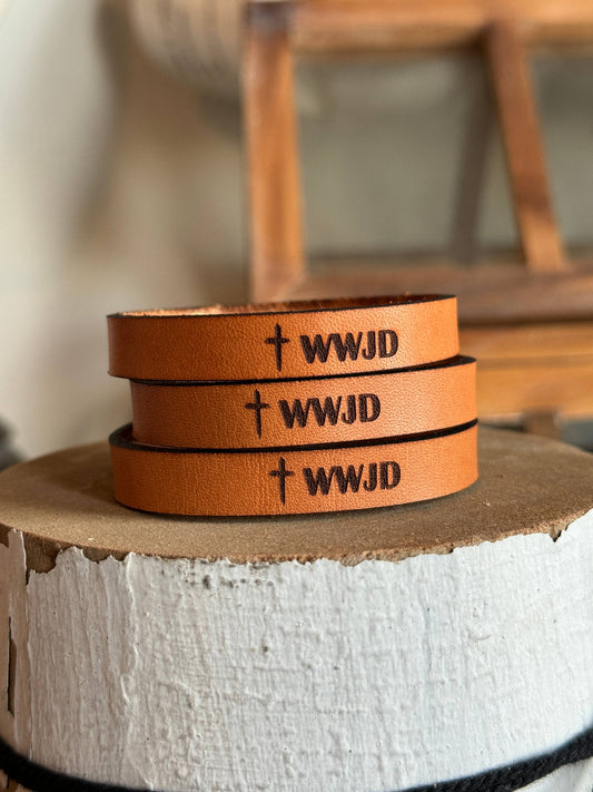 WWJD Thin Leather Bracelet