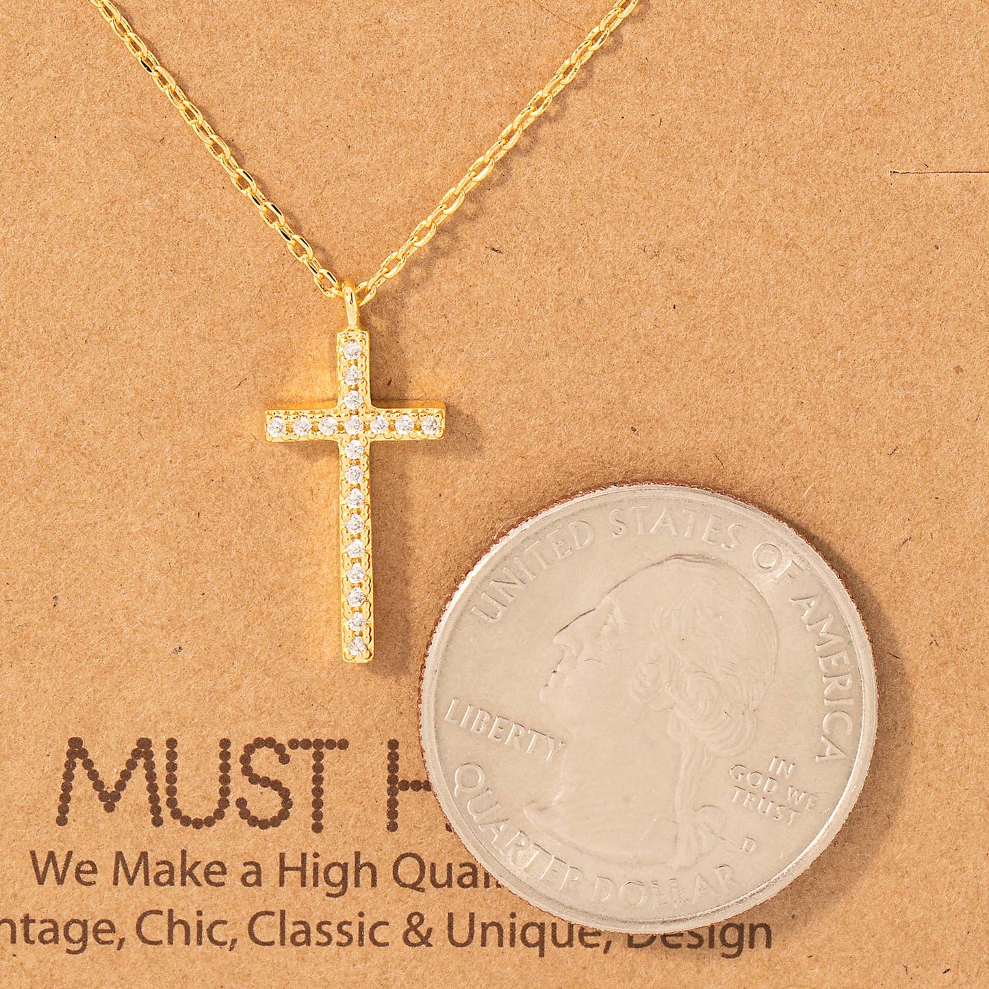 Pave Cross Pendant Necklace