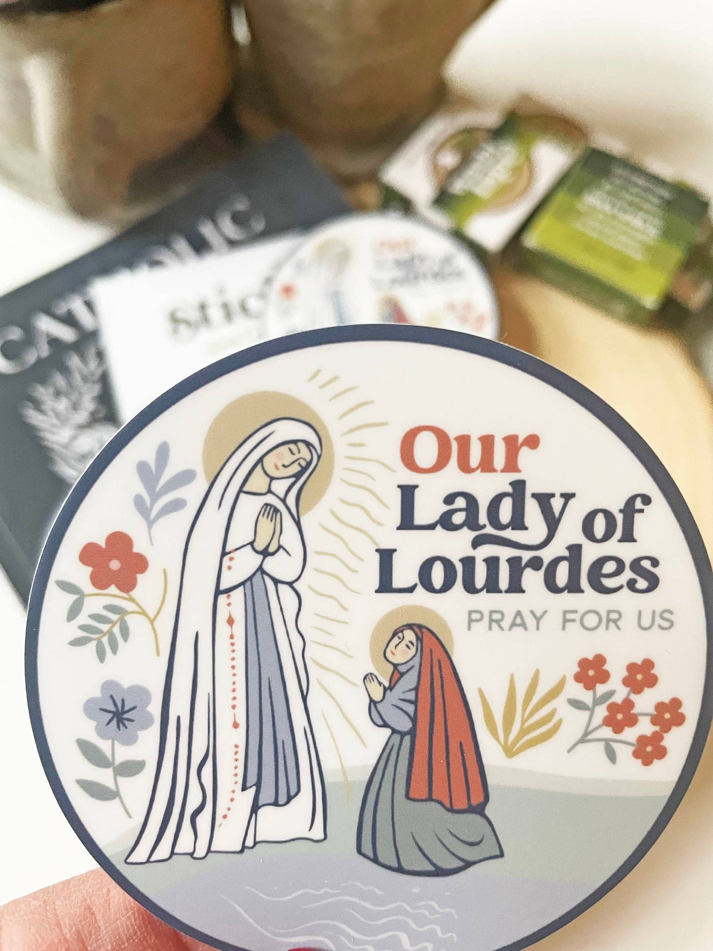 Our Lady of Lourdes Waterproof Catholic Sticker