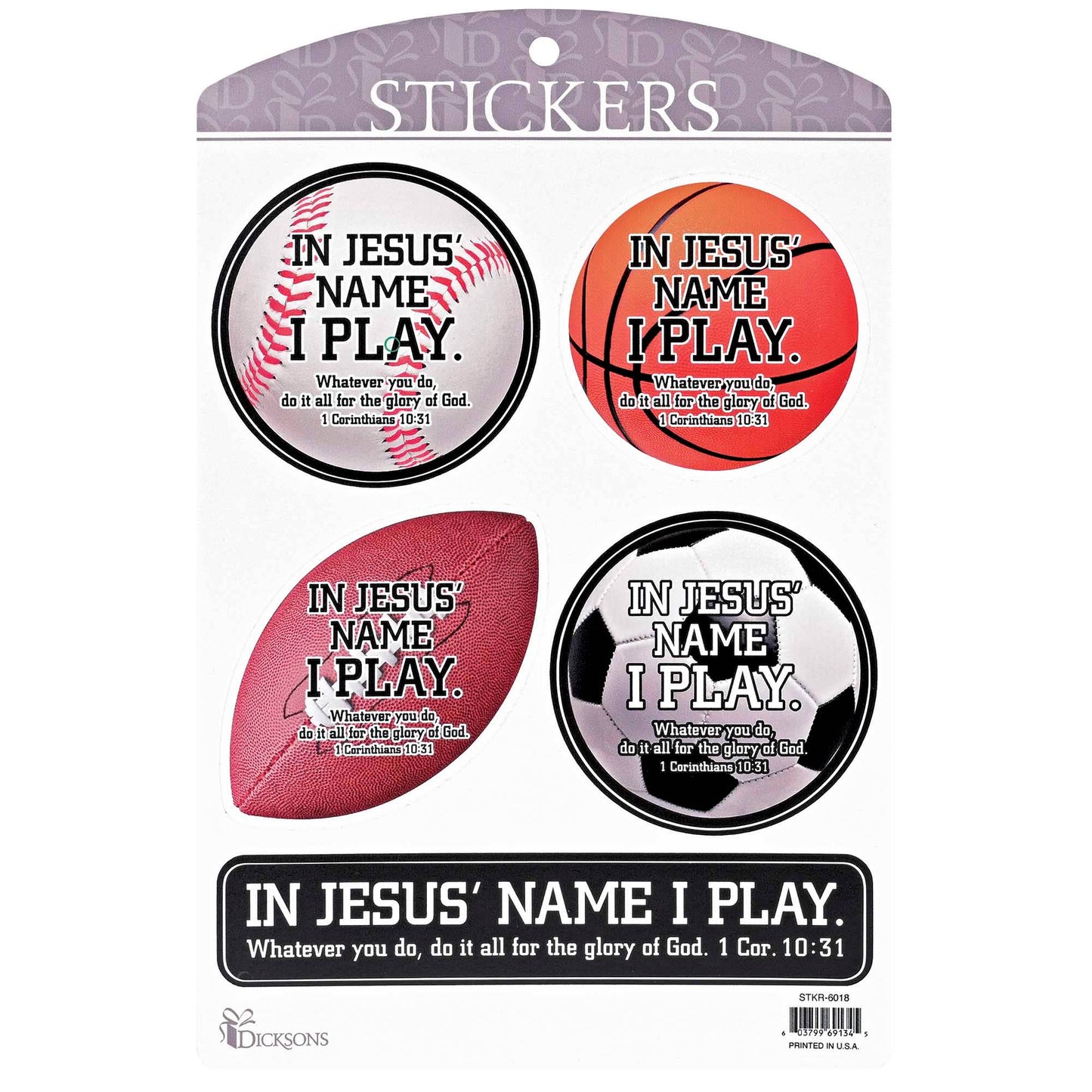 In Jesus Name I Play Sports Stickers